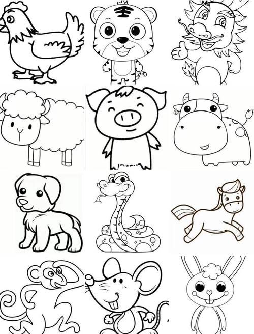 十二生肖~动物大全简笔画都在这里了