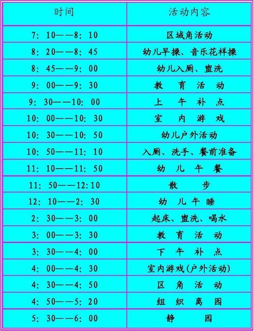 五一后幼儿园作息时间表