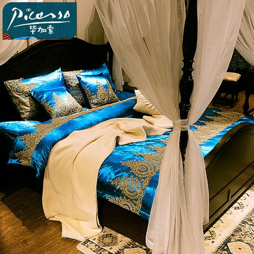 picasso/毕加索家纺欧式简约四件套 全棉简约奢华贡缎四件套