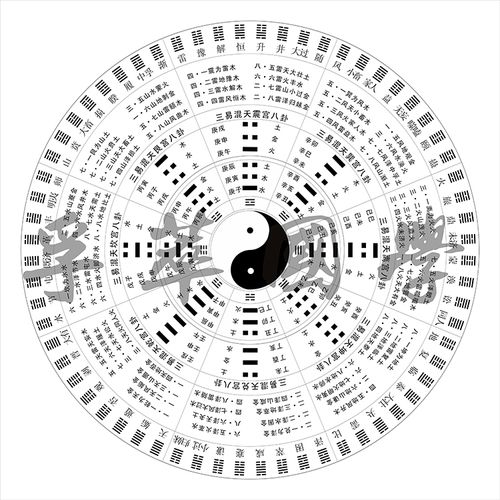 八卦图现代装饰画三易混天周易易经风水太极图阴阳