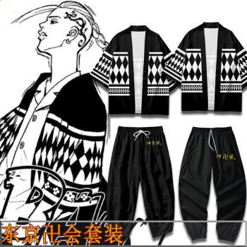 东京复仇者mikey龙宫寺坚同款套装男东京卍会draken同款两件套潮后染