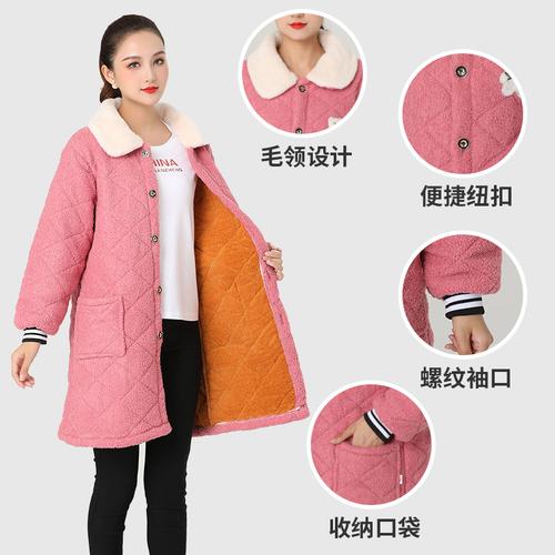 冬季新款加绒保暖罩衣大人女时尚长袖加厚夹棉厨房家用围裙工作服