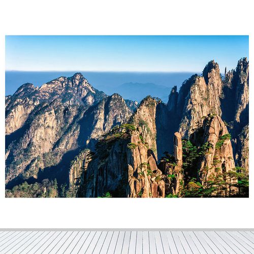 高山大山石头山客厅装饰画背有靠山图山峰山脉卧室墙