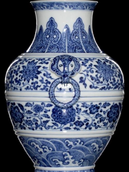 乾隆 青花缠枝花卉纹铺首衔环耳尊(官窑)_花卉_古玩_ootd_瓷器_艺术品