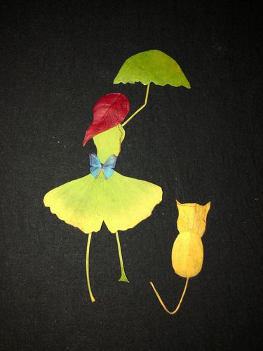 银杏叶手工贴画