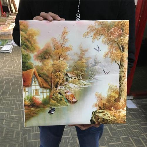 厂家直销 背胶油画布uv写真喷绘 高精度家庭内墙装饰墙贴