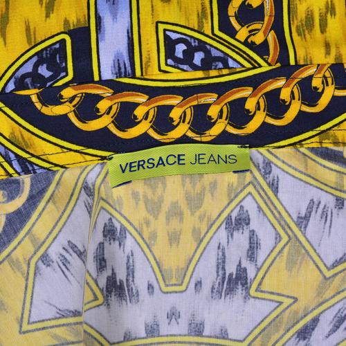 versace jeans 范思哲 男士黄色棉质链条图案修身长袖
