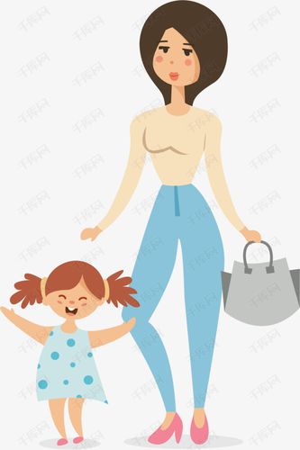 带女儿逛街的妈妈