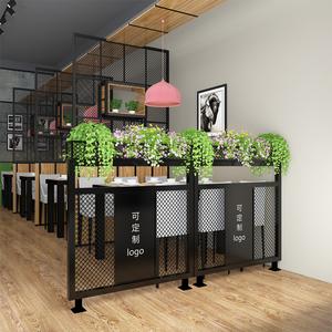 餐厅卡座矮屏风铁艺过道围栏工业风装饰绿植花架饭店包间半截隔断