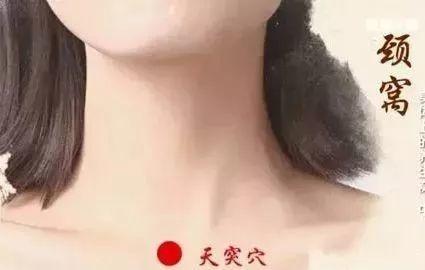 颈窝——改善咽喉不适也可用指腹按压重点穴位,按压时要轻柔.