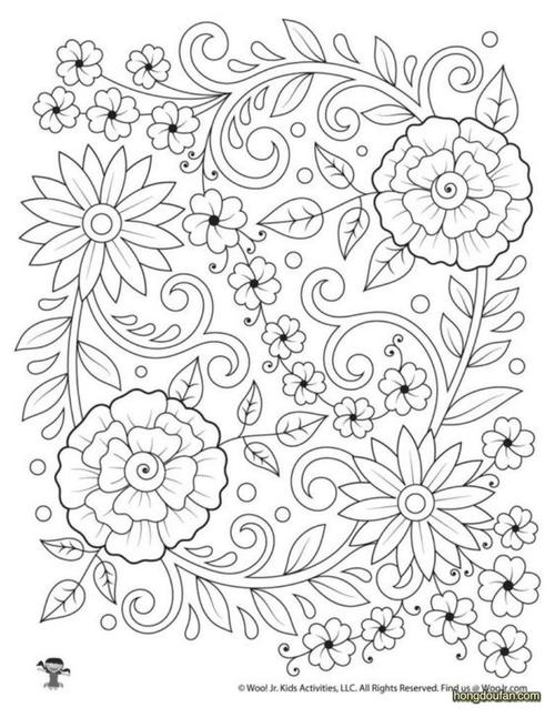 迟日江山丽,春风花草香.春天的花朵涂色填色大全