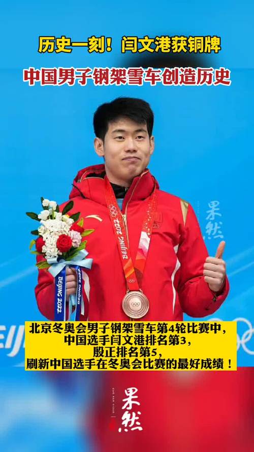 历史一刻闫文港获铜牌中国男子钢架雪车创造历史