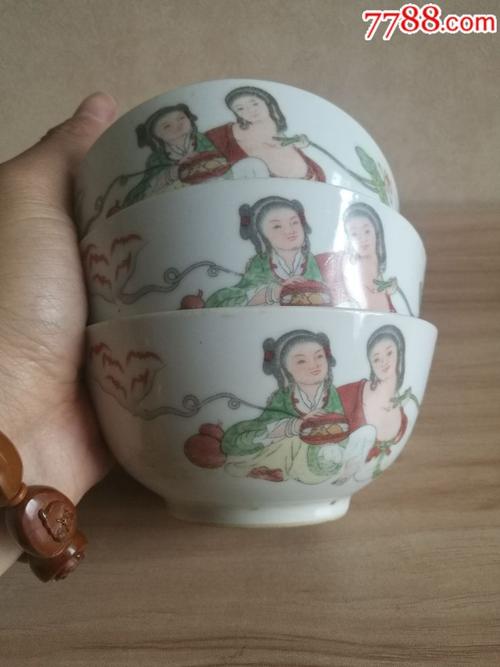 文革和合二仙小碗三只