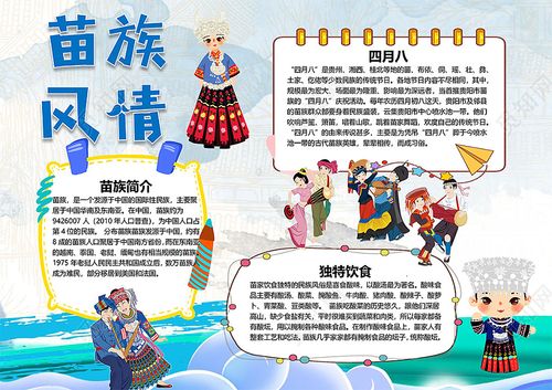 苗族风情独特饮食宗教信仰庆典美食跳舞四月八小报苗族旅游小报手抄报