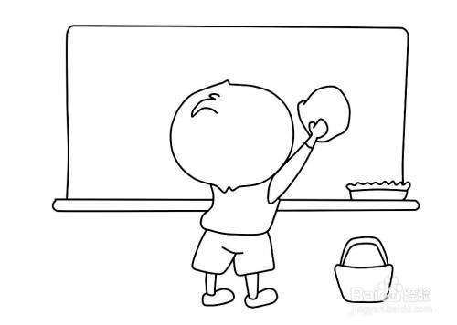 擦黑板的小孩简笔画