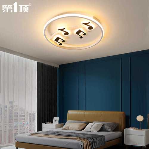 卧室灯简约现代创意温馨浪漫音符led吸顶灯儿童房间圆形北欧灯具
