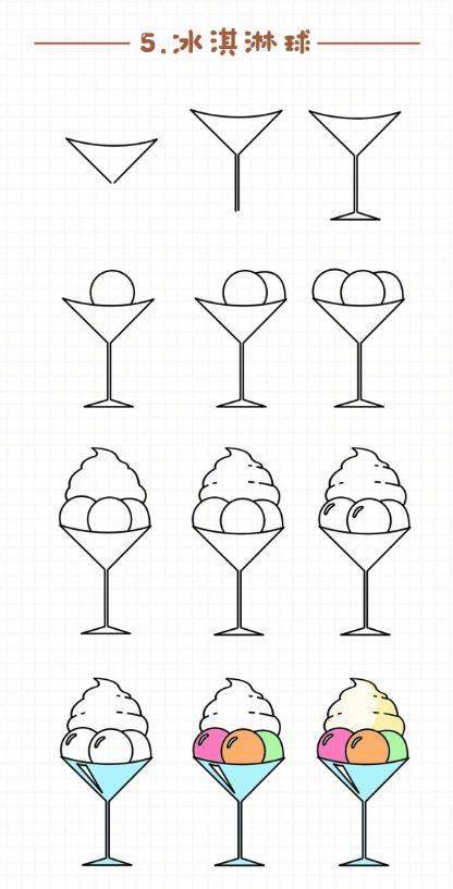 精品简笔画教程 |9组夏日甜品简笔画,加精!