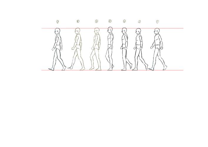 ——正面走路逐帧分解图