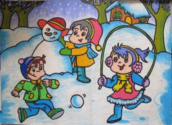 快乐的冬天--儿童画--宁波市家庭教育网