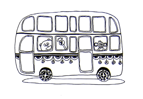 儿童线描画—动物公交车(2)