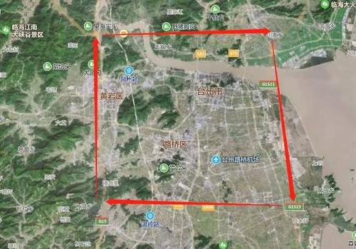 台州绕城高速内沿江镇区域所在位置有点像镇海骆驼新城和北仑滨江新城