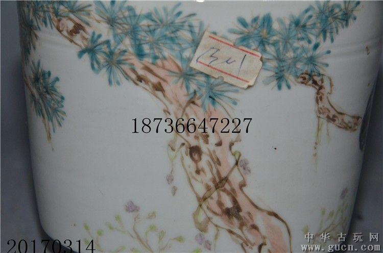 古董古玩老瓷器收藏民国名家余子明纯手绘粉彩浅绛彩花鸟花盆