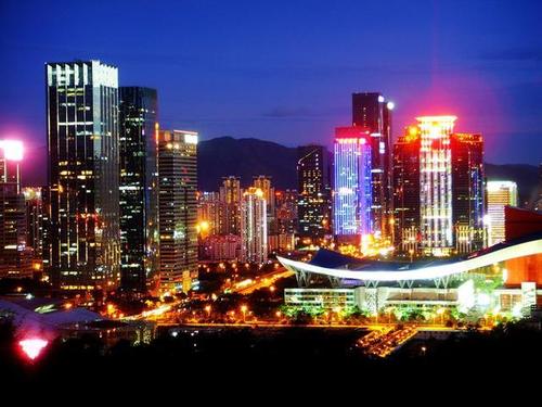 十年前深圳福田区夜景,高速发展的深圳中心区夜景有