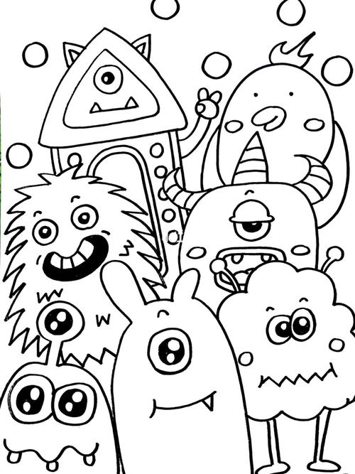 小怪兽▏简笔画▏简单线条画▏45创意绘画