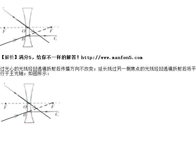 初中物理试题 完成凹透镜的光路图.