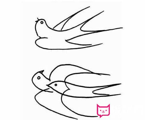 小燕子一家三口简笔画