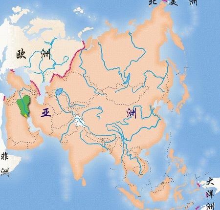 资料:伊拉克在亚洲的位置示意图