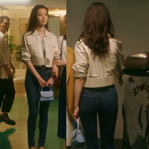 新品流金岁月倪妮朱锁锁同款米色短款皮衣女韩版显瘦短外套