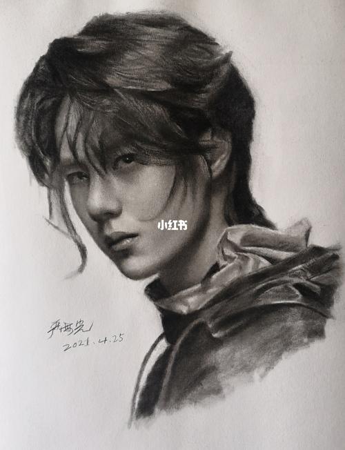 王一博肖像素描_王一博_素描_文化_绘画