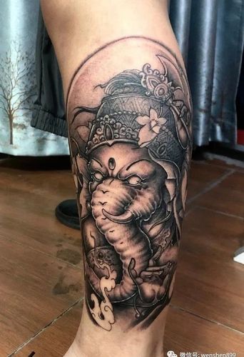 象神纹身图案 胳膊纹身图案 象神纹身素材