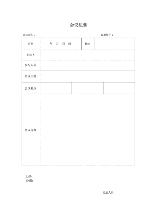 完整word版,会议纪要模板word模板(空白表).docx 1页