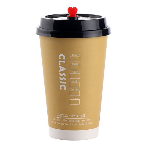 加厚一次性奶茶杯豆浆牛奶打包杯牛皮咖啡纸杯批发带盖1000只定制