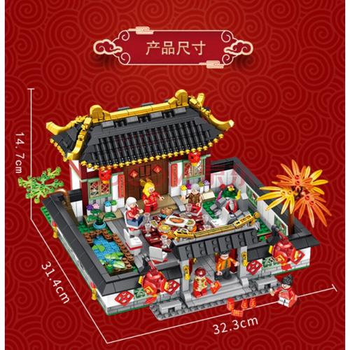 斗拱积木 国潮积木兼容乐高中国风徽式四合院老式建筑