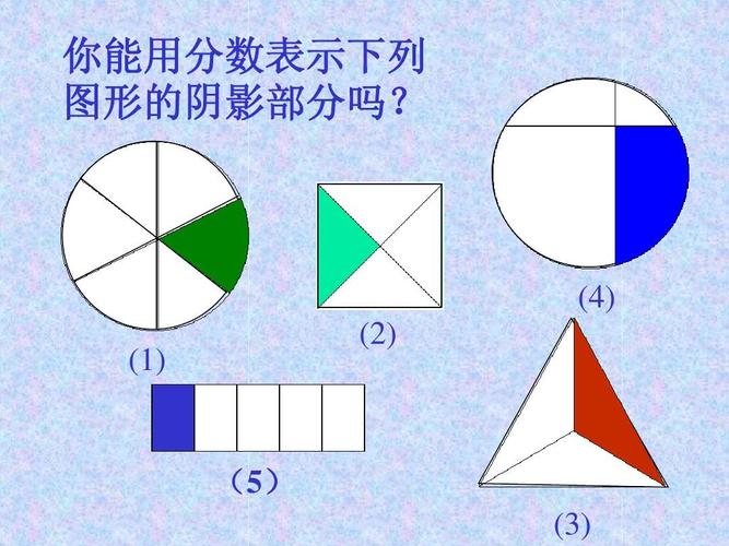 你能用分数表示下列 图形的阴影部分吗?             (5) (3)