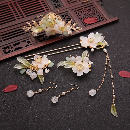 汉服头饰手工铃兰赋发夹古风古装发冠古典边夹发饰发簪女发夹全套