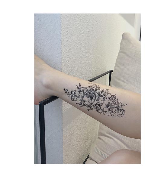 浪莎 撤回大图纹身贴防水男女仿真花臂手臂大腿黑色半