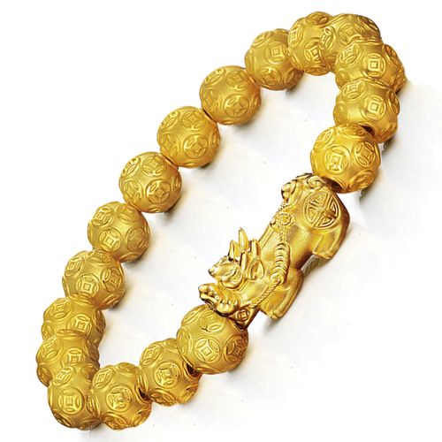 喜隆福 黄金貔貅手链3d硬金999足金男女款金钱珠貔貅