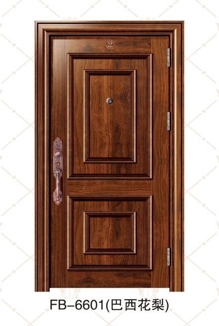 供应厂家新款不锈钢木纹转印防盗门fb-6601
