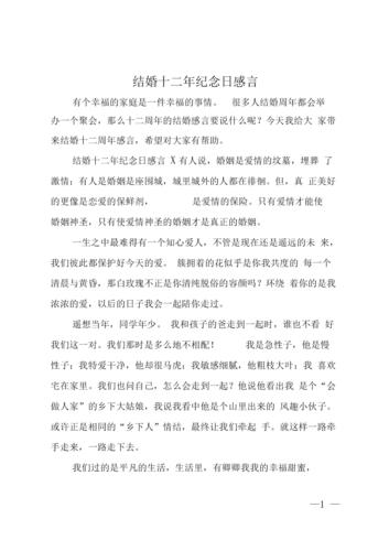 结婚十二年纪念日感言.docx 3页