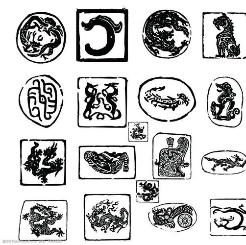 关键词:龙纹印章 龙纹图案 龙纹 图案 国画 白描 印章 传统 纹样 古代