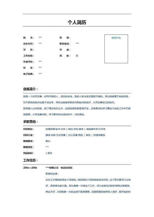 商品导购员简历表格 示例