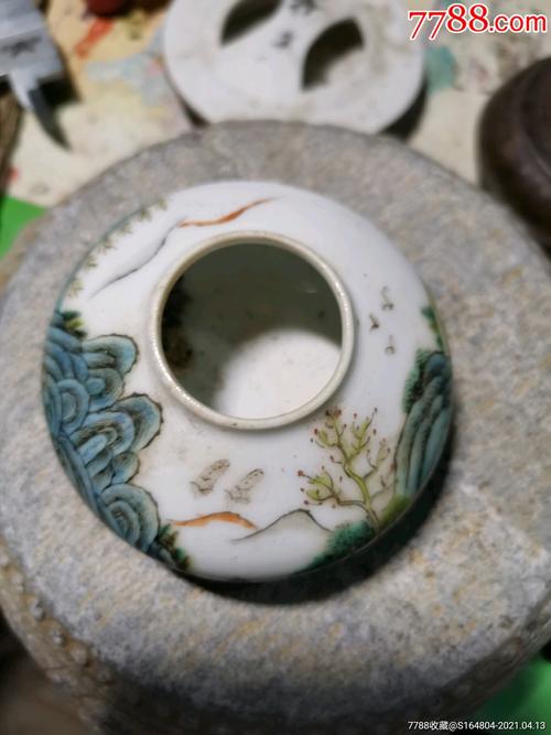 手绘山水小水盂