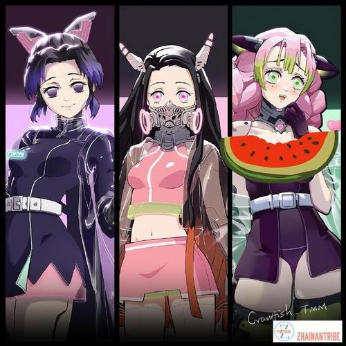 鬼灭之刃透视装与机械风的碰撞祢豆子的小短裙恋柱的小皮鞭