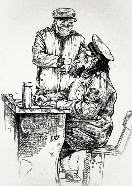 速写《疫情后方》