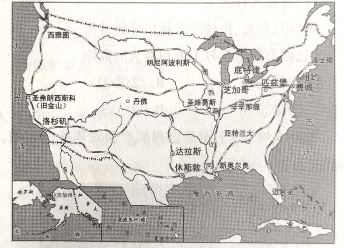 美国铁路线的走向主要是