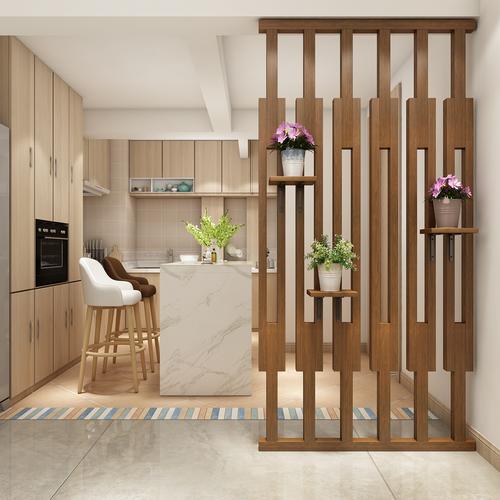 实木新中式隔断墙简约屏风入户家用现代客厅玄关格栅挡煞遮挡座屏